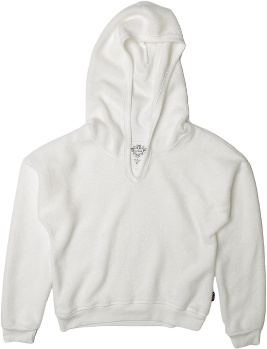 Heather Reversed-Fabric Hooded Pullover