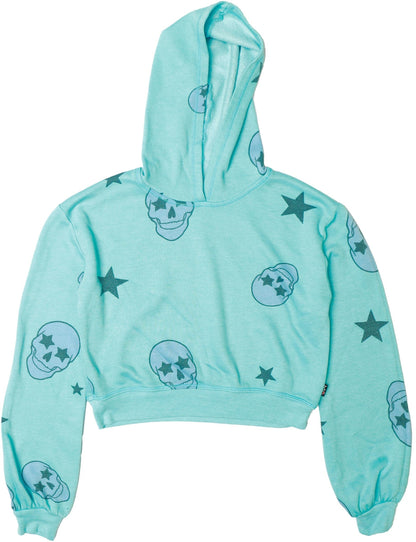 Puff-Sleeve Hoodie (Pink Skulls Pattern)