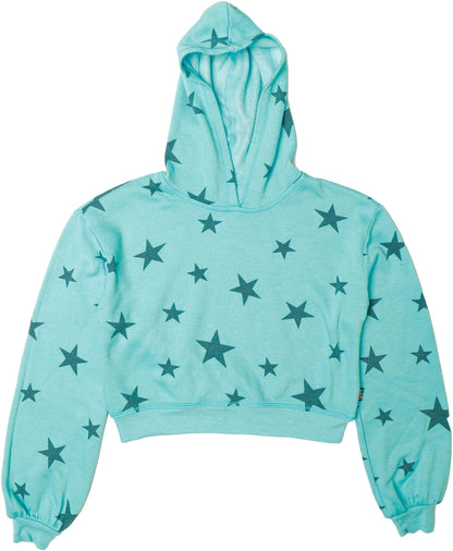 Puff-Sleeve Hoodie (Charcoal Stars Pattern)