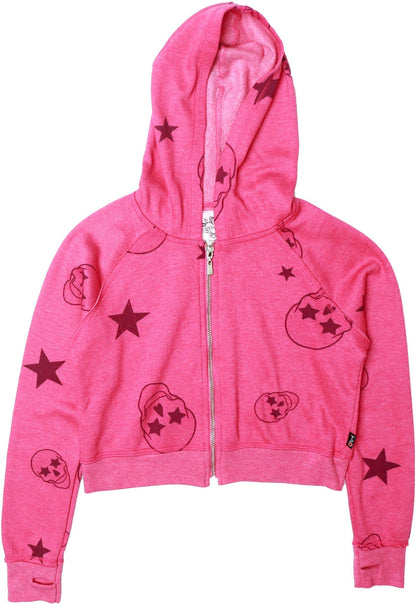 Signature Hooded Jacket with Thumbholes (Pink Skulls Pattern)