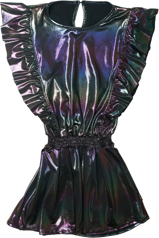 Rainbow Ombre Sleeveless Ruffle Bodice Dress