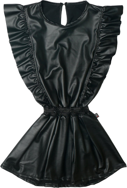 Sleeveless Ruffle Bodice Dress (Pleather)