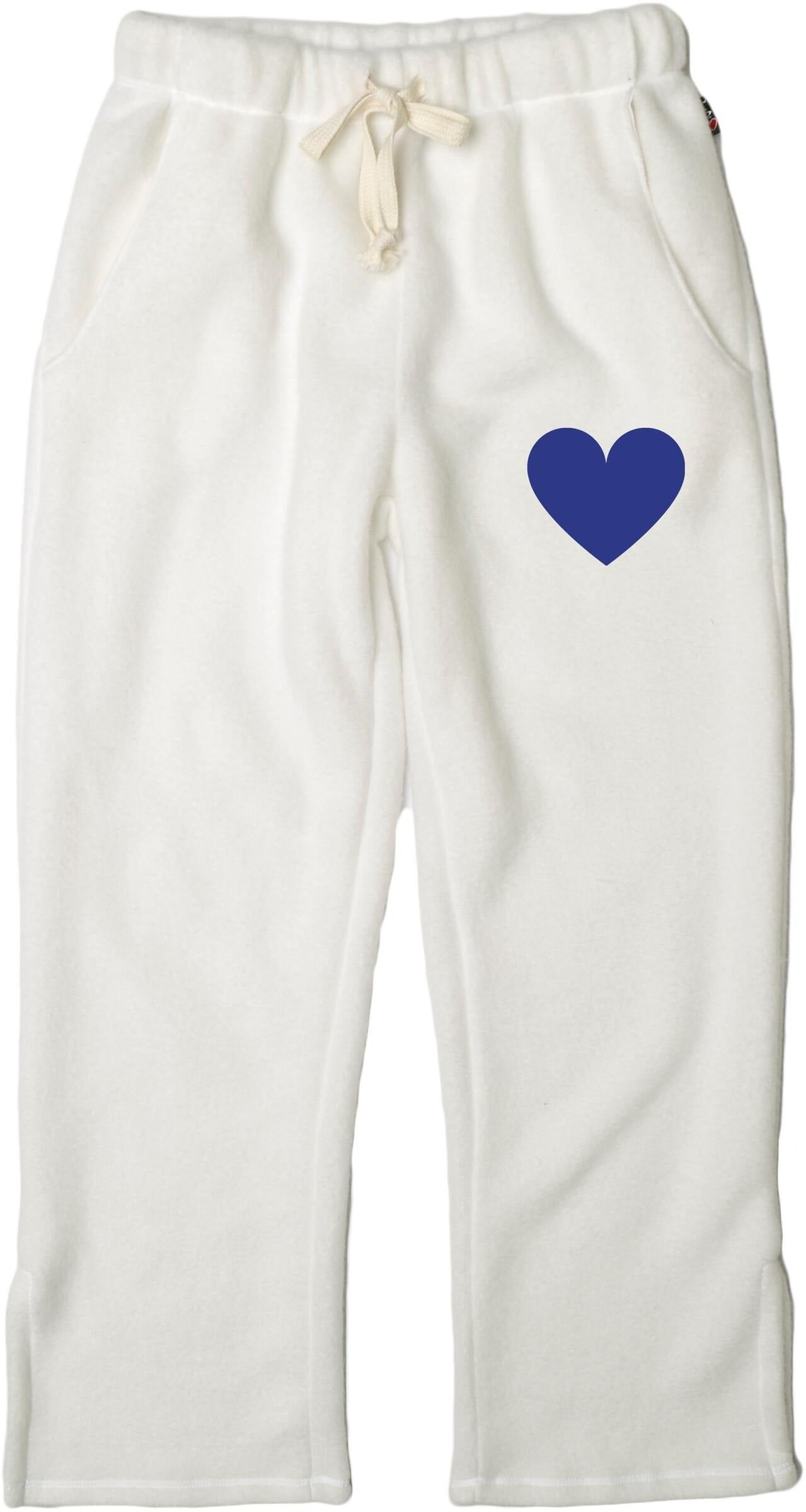 Straight-Legged Pants with Side Slits (Mini Blue Heart Print)