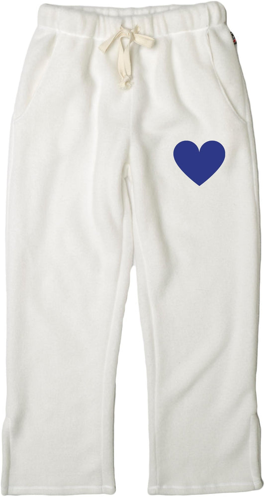 Straight-Legged Pants with Side Slits (Mini Blue Heart Print)