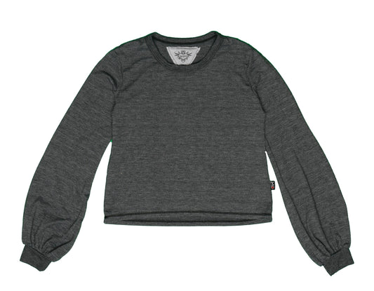 Heather Puffy Long-Sleeve Crewneck Shirt