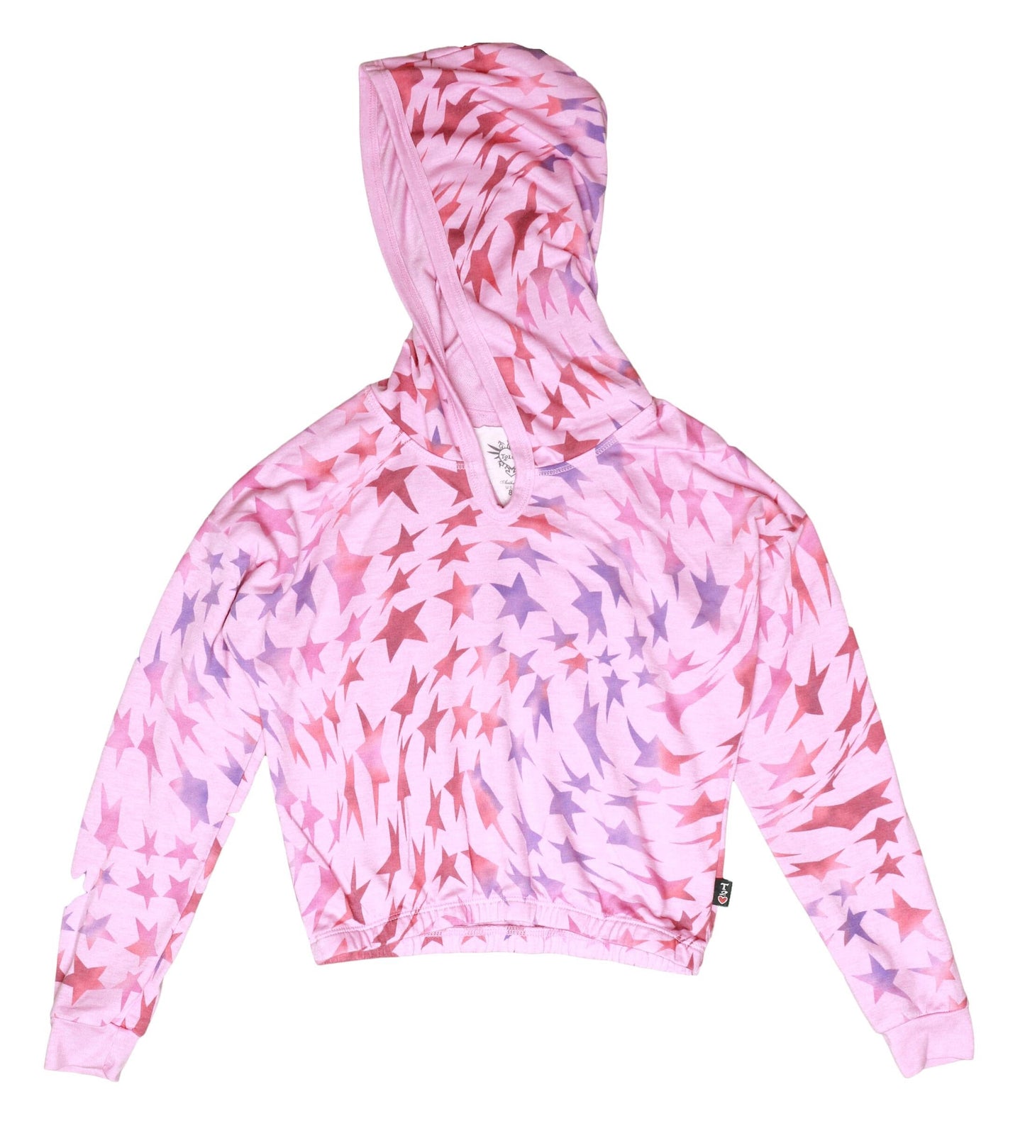 Hooded Long-Sleeve Top (Psychedelic Stars Pattern)