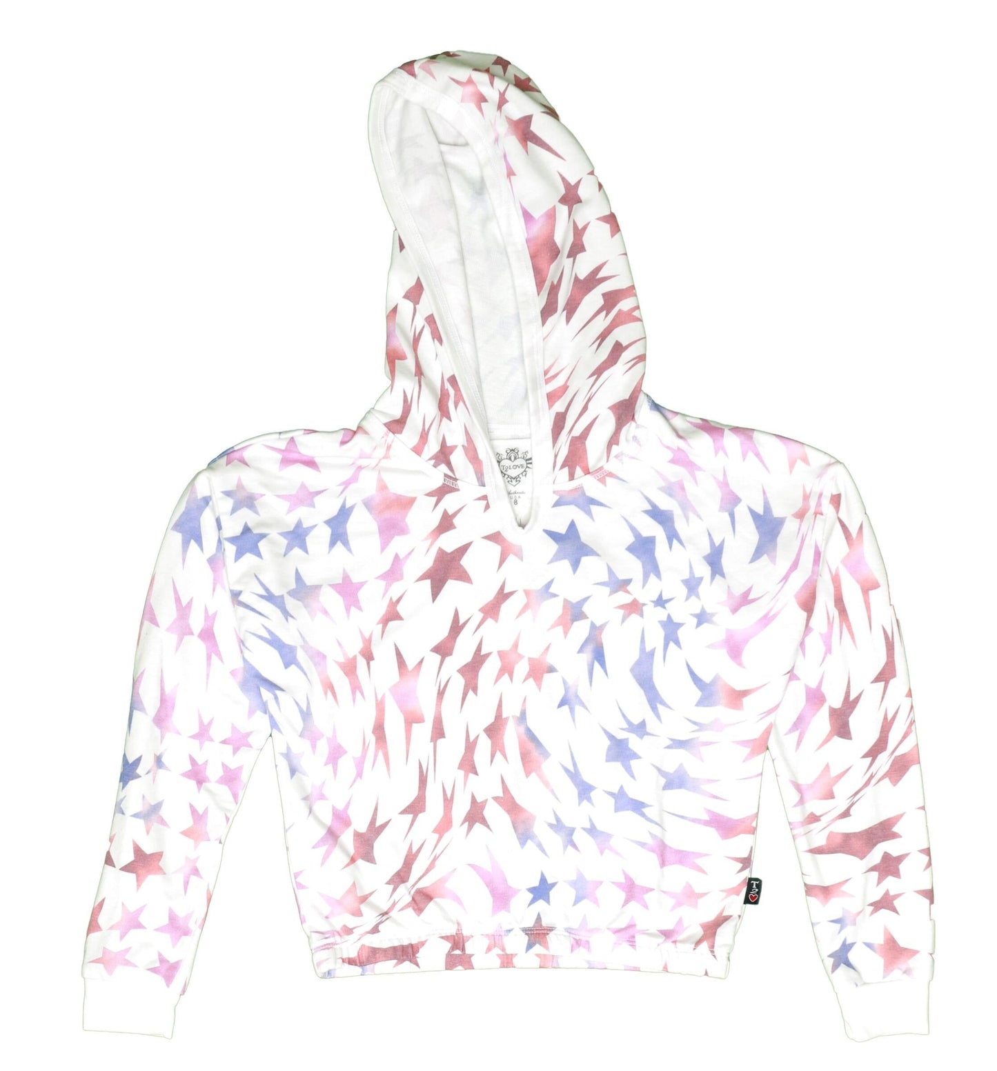 Hooded Long-Sleeve Top (Psychedelic Stars Pattern)