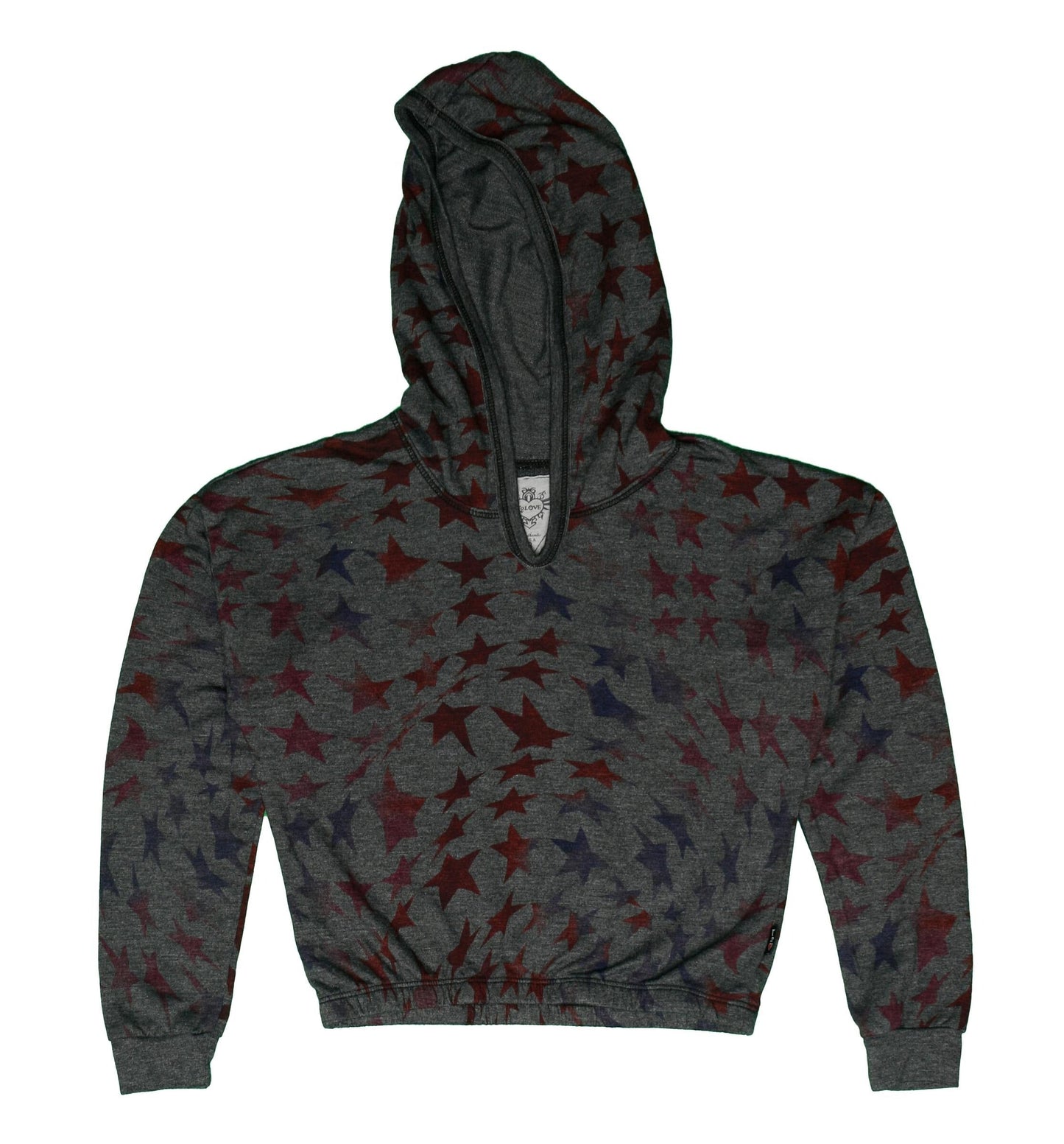 Hooded Long-Sleeve Top (Psychedelic Stars Pattern)