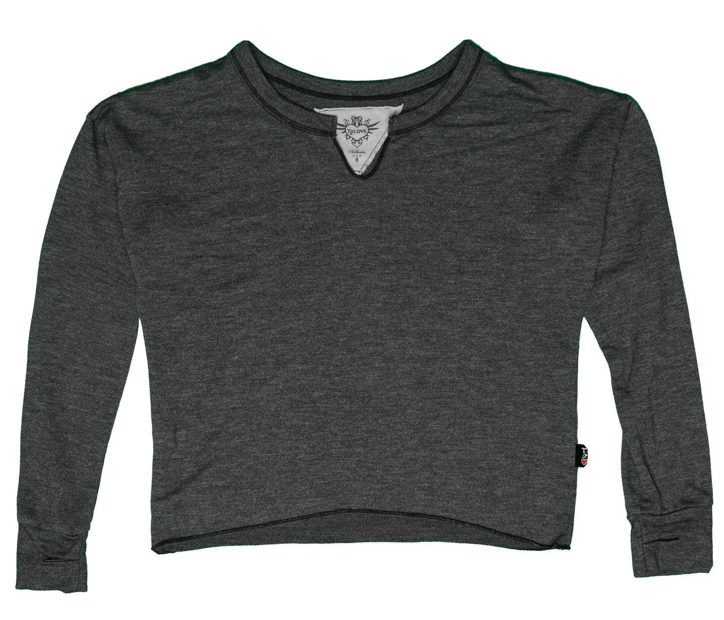 Heather Cut-Neck Top with Thumbholes