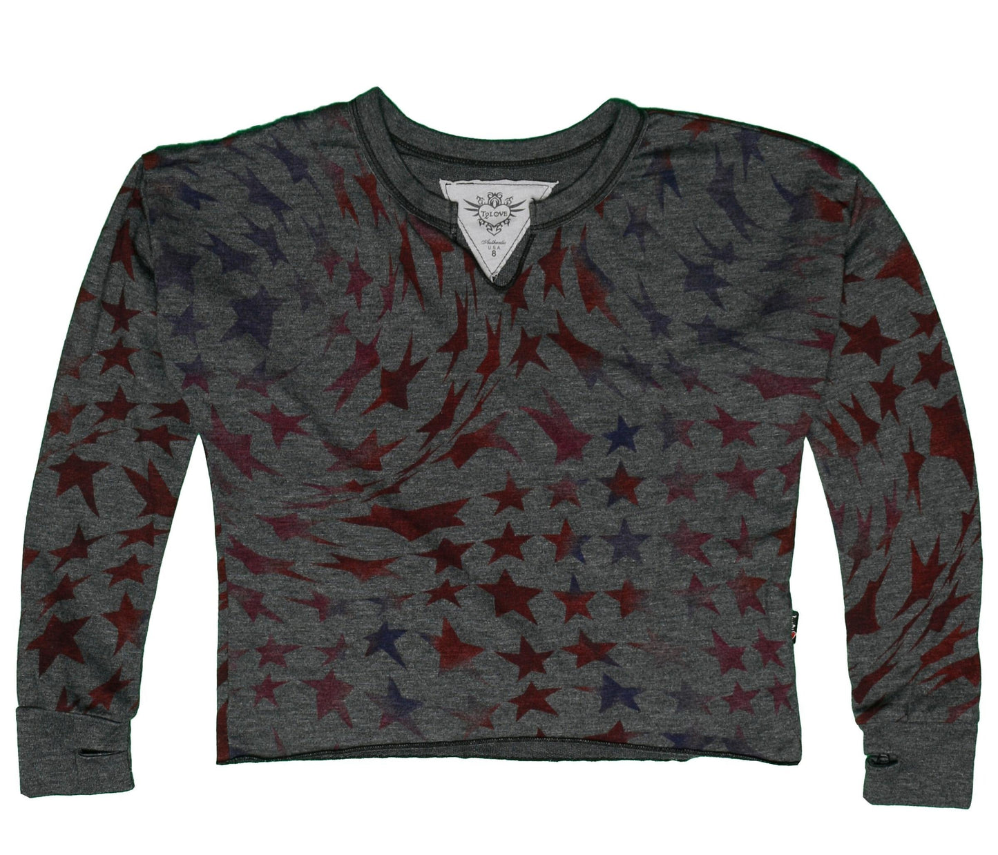 Cut-Neck Top with Thumbholes (Psychedelic Stars Pattern)