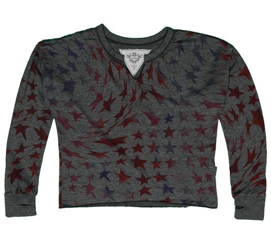 Cut-Neck Top with Thumbholes (Psychedelic Stars Pattern)