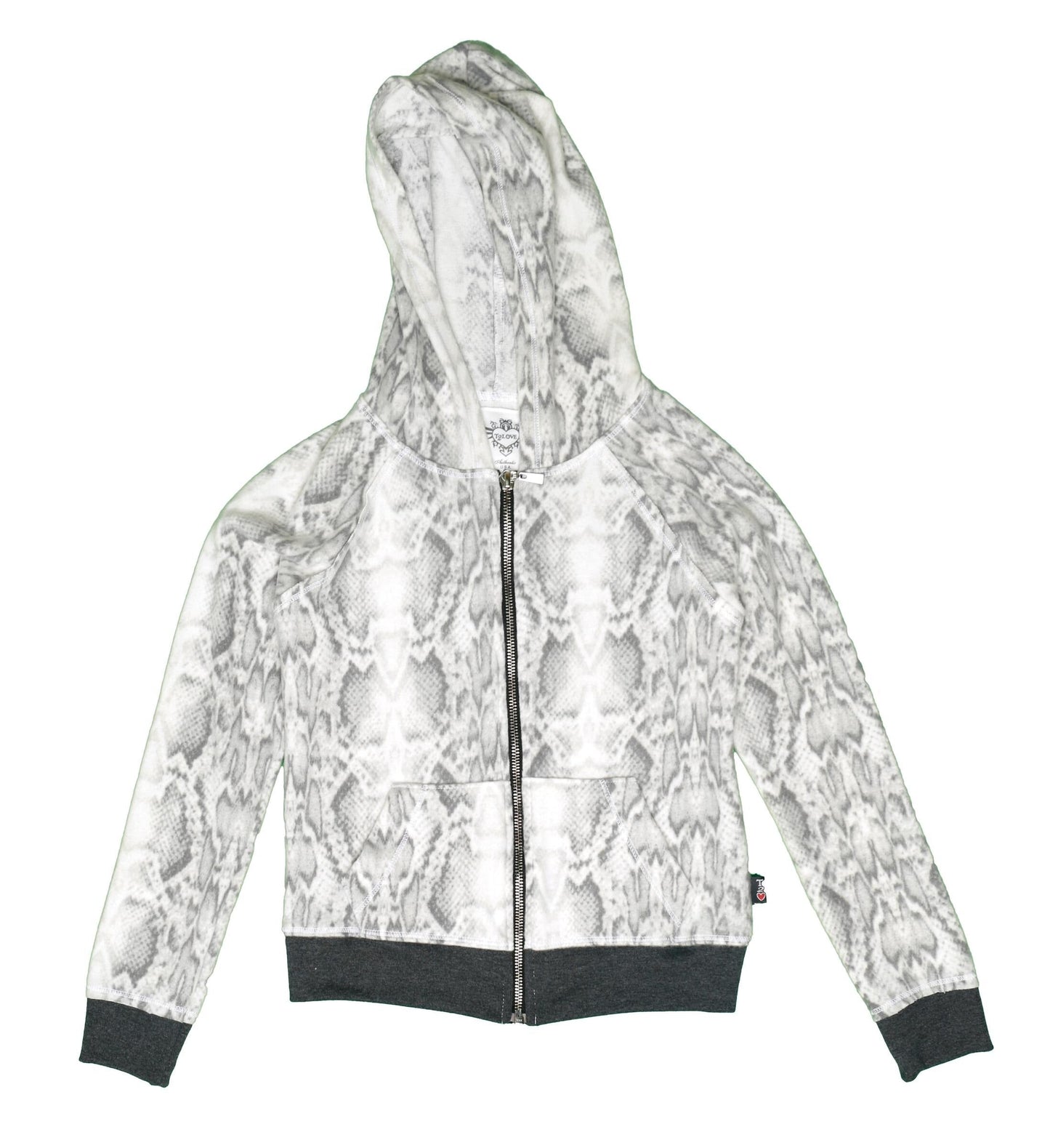 Raw-Edged Hooded Jacket (Snake-Skin Pattern)