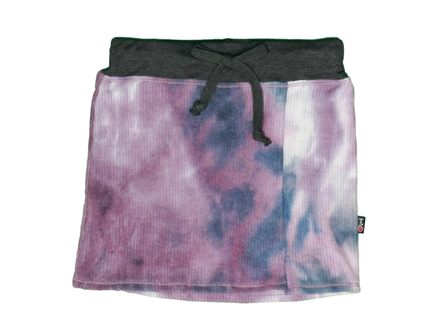 Mini Skirt with Side Slit (Navy-Purple Tie-Dye)