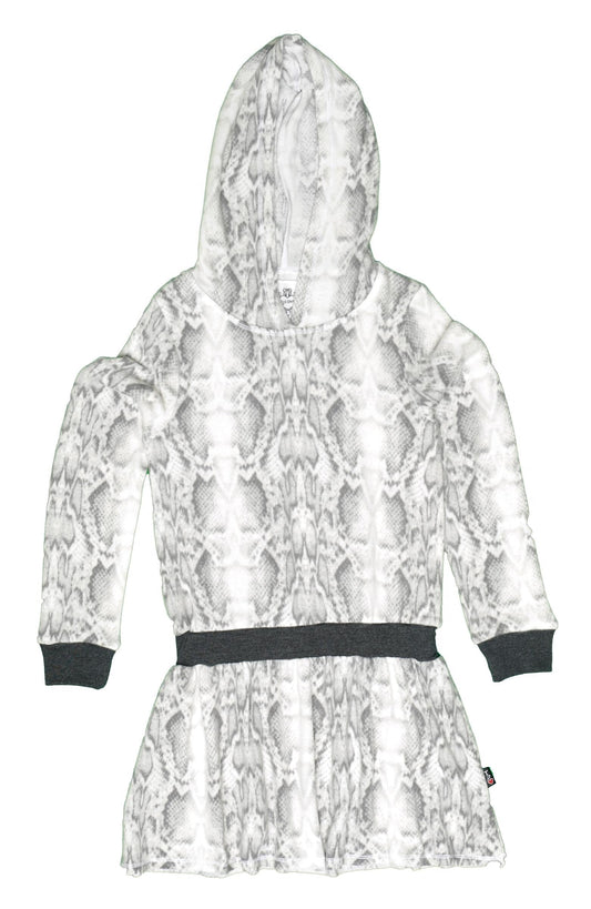 Hooded Long-Sleeved Dress (Snake-Skin Pattern)