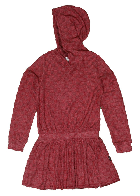 Hooded Long-Sleeved Dress (Chenille Checked)