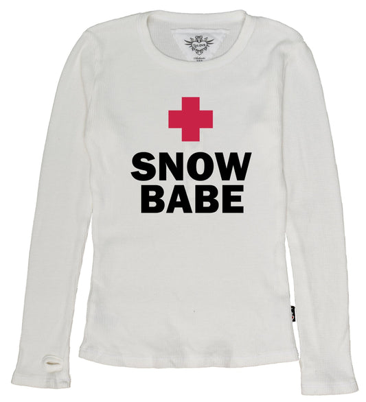 Classic Long-Sleeved Thermal Shirt with Thumbholes (Snow Babe Print)