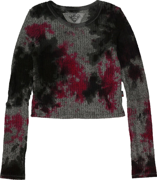 Open-Elbow Long-Sleeved Thermal Top (Dual-Color Tie-Dye)