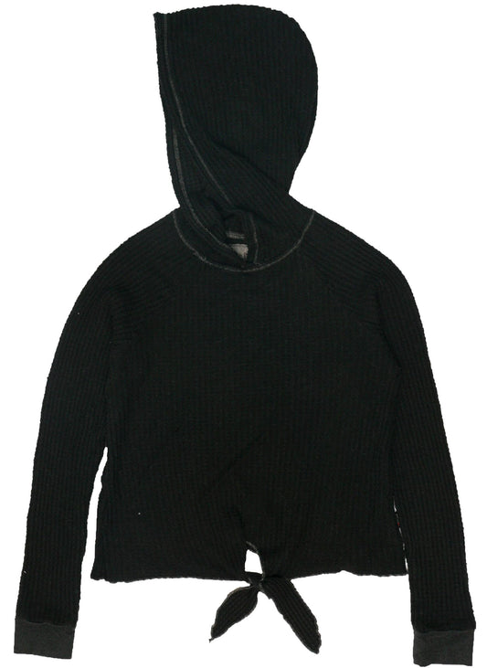 Tie-Front Hooded Pullover