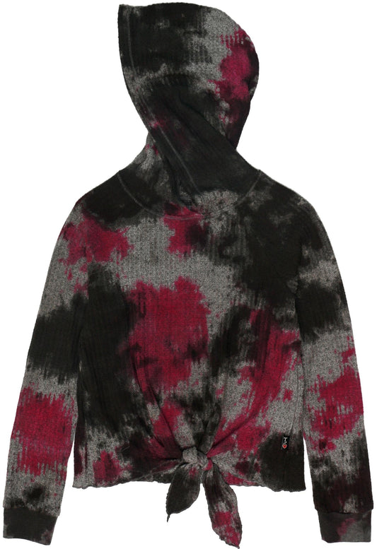 Tie-Front Hooded Pullover (Dual-Color Tie-Dye)