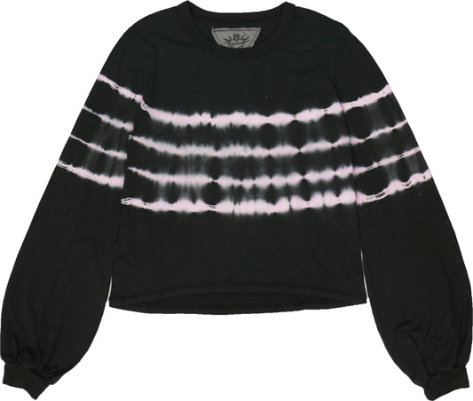 Puffy Long-Sleeve Crewneck Shirt (Stripes Tie-Dye)