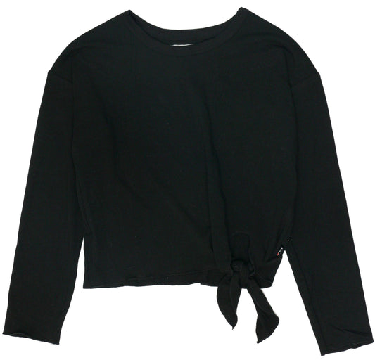 Side-Knot Crewneck Long-Sleeve Top