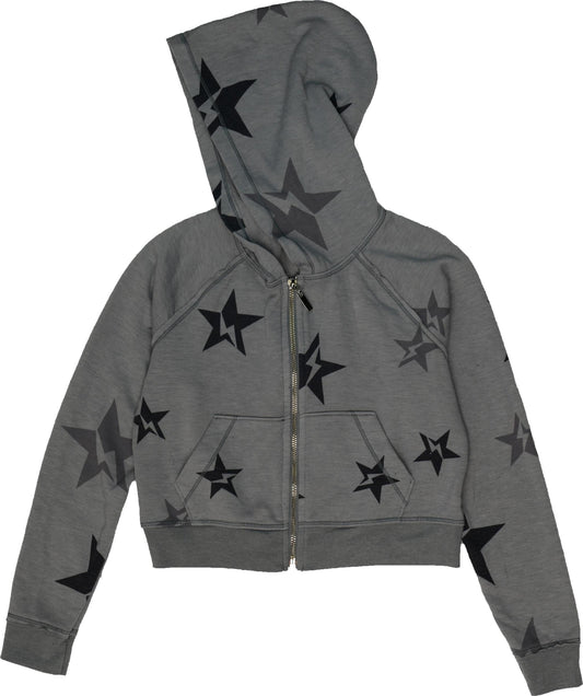 Cropped Hooded Jacket (Star Bolt Pattern)