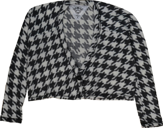 Cropped Cardigan (Houndstooth Pattern)