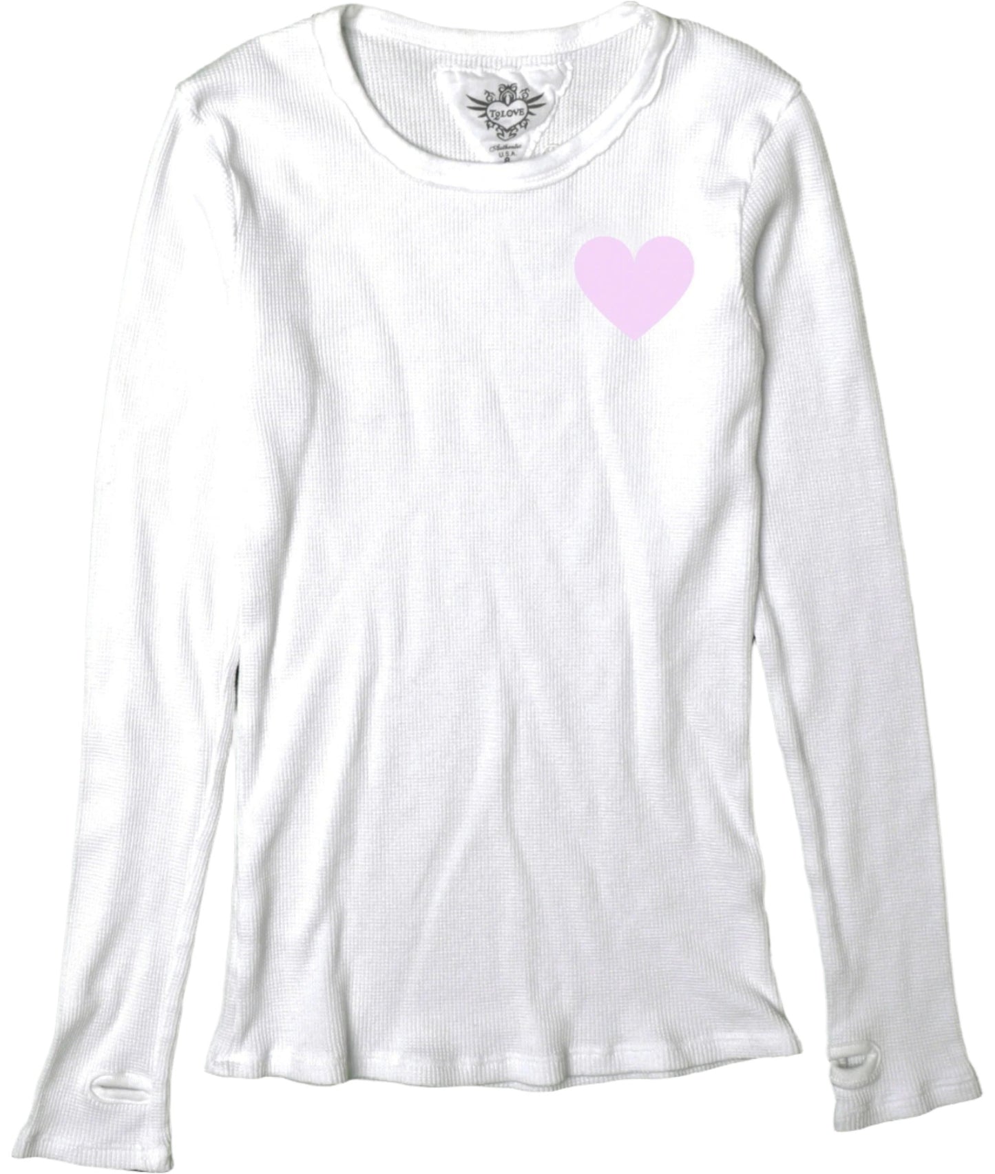 Classic Long-Sleeved Thermal Shirt with Thumbholes (Heart)