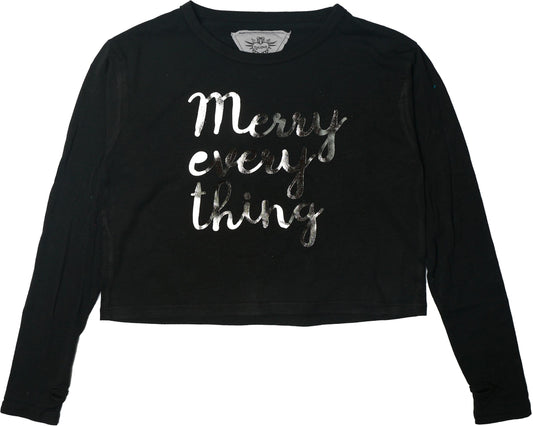 "Merry everything" Long-Sleeved Boxy Tee with Thumbholes