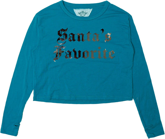 Long-Sleeved Boxy Tee with Thumbholes ("Santa's Favorite")