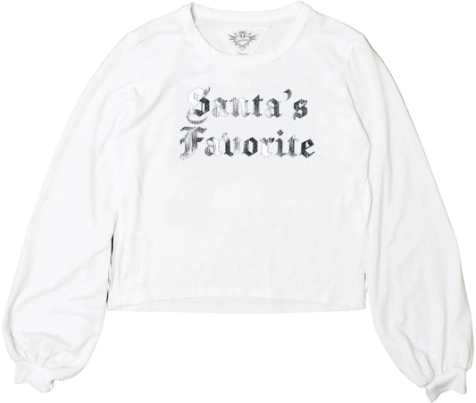 Puffy Long-Sleeve Crewneck Shirt ("Santa's Favorite")