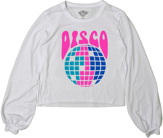 Puffy Long-Sleeve Crewneck Shirt (Disco Print)