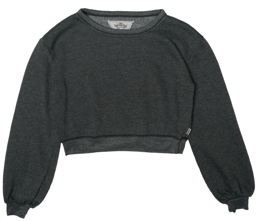 Heather Puffed Long-Sleeved Crew Top