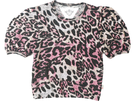 Oversized Puff-Sleeve Top (Leopard Print)