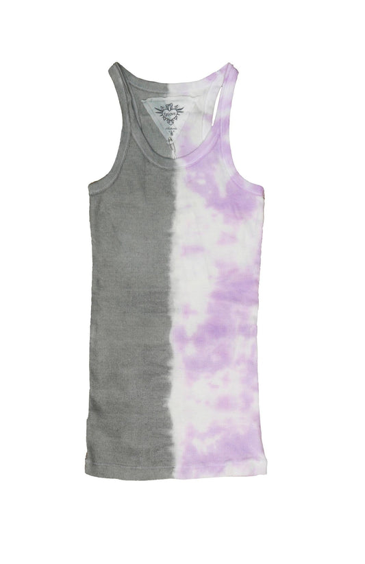 Racerback Tank (Grey-Lilac Split Tie-Dye)