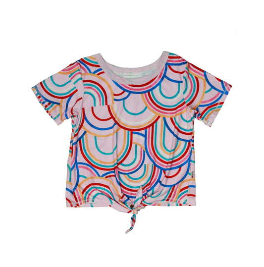 Tie-Front Tee (Multi-Rainbow Pattern)