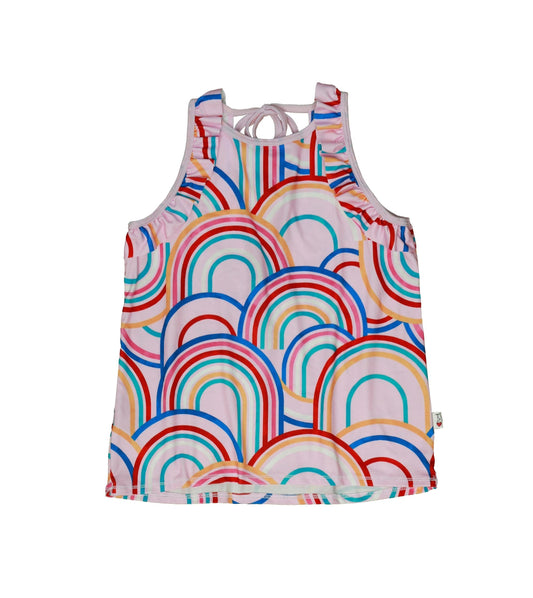 Ruffle Tank (Multi-Rainbow Pattern)