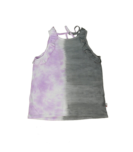 Ruffle Tank (Grey-Lilac Split Tie-Dye)