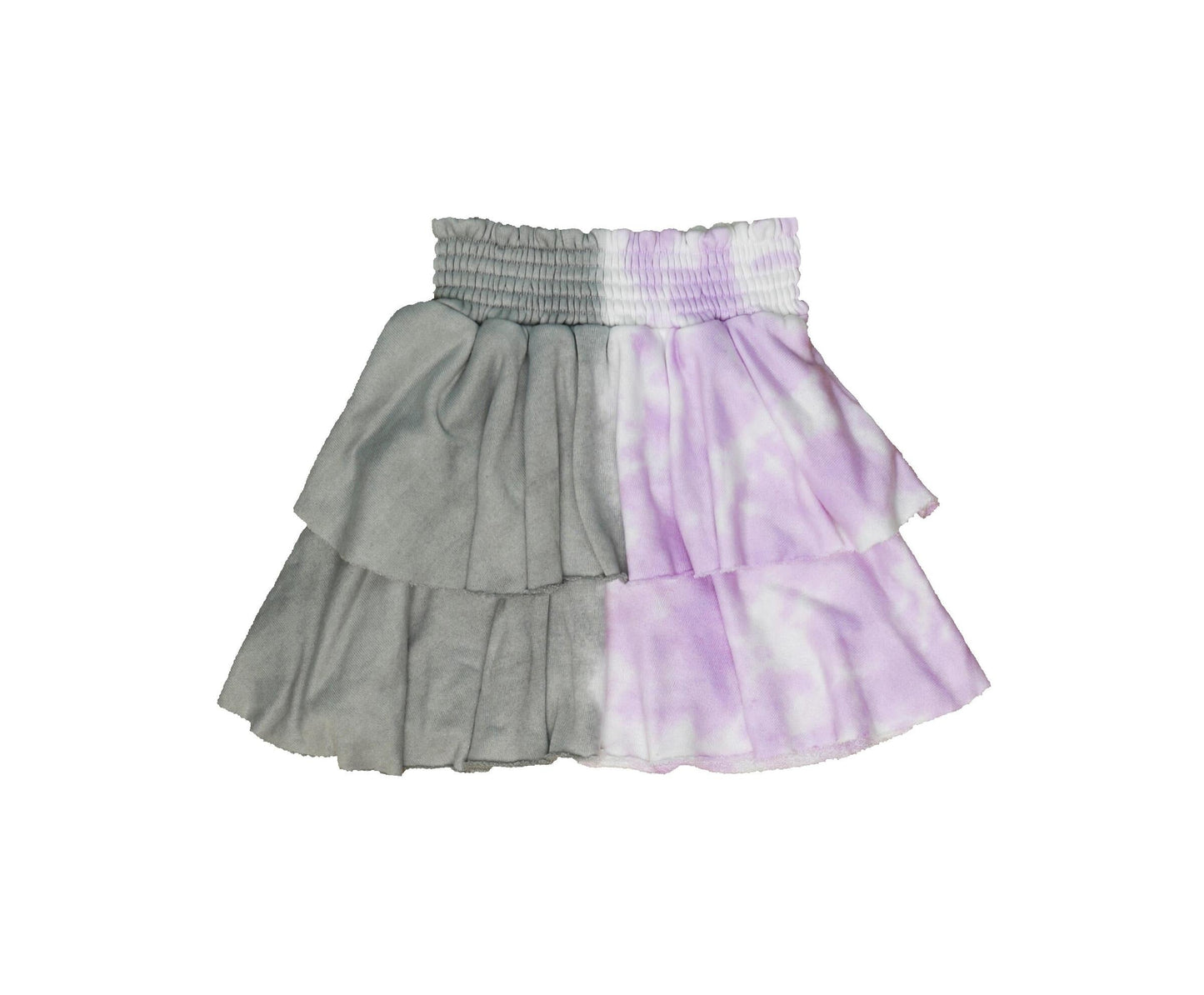 Tiered Skirt (Grey-Lilac Split Tie-Dye)