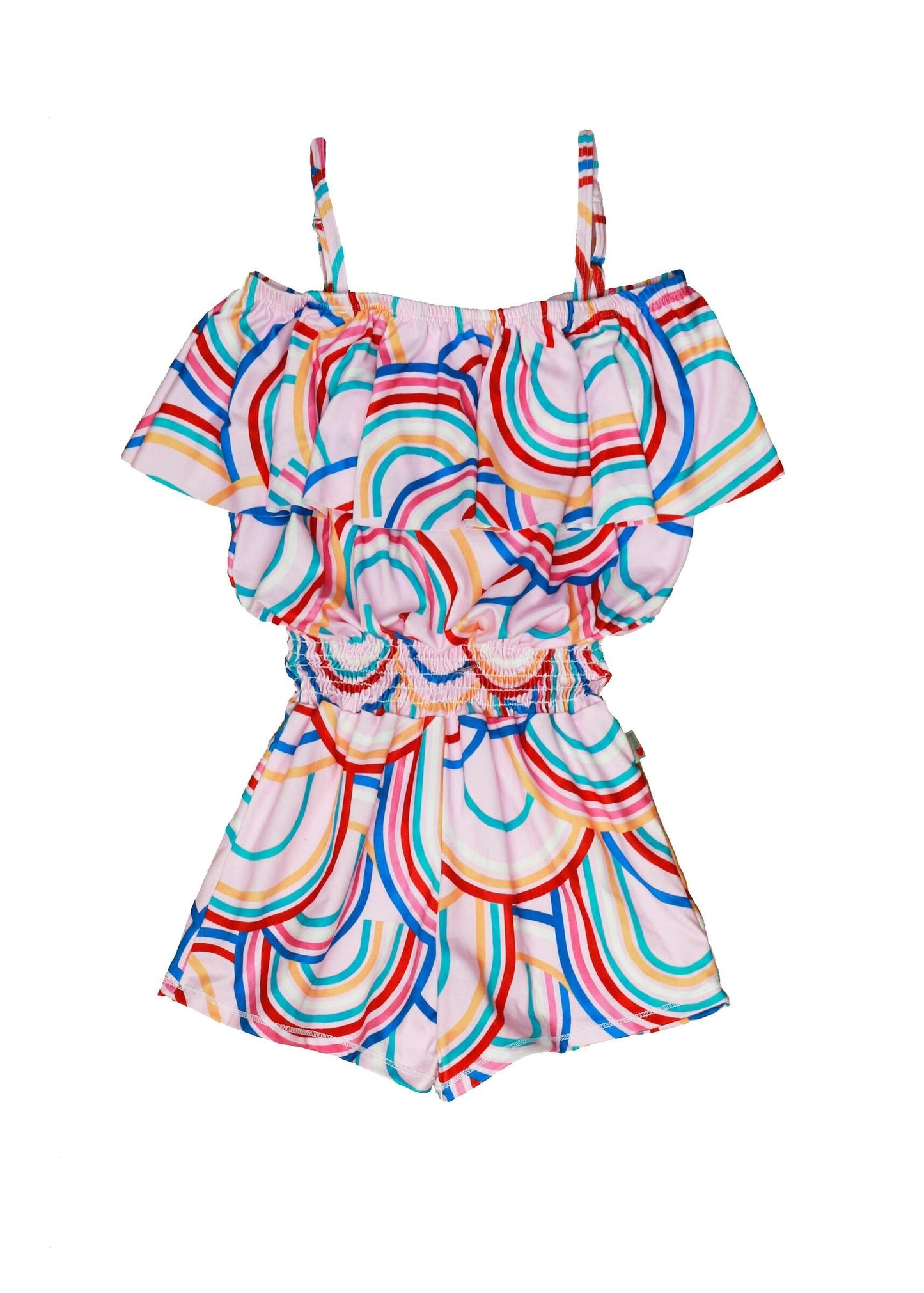 Ruffle Romper (Multi-Rainbow Pattern)