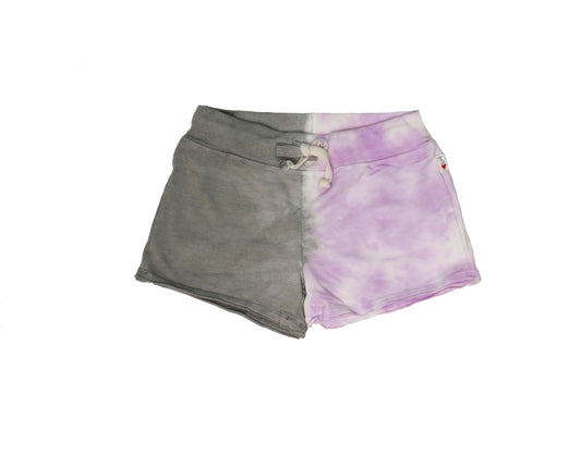 Raw-Edged Shorts with Back Pocket (Grey-Lilac Split Tie-Dye)