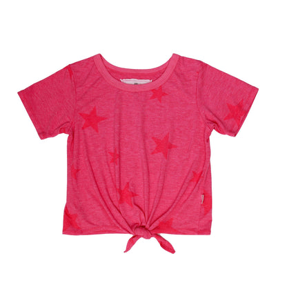 Tie-Front Tee (Pink Stars Pattern)