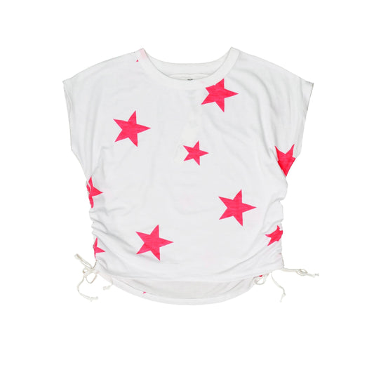 Pink Stars Muscle Tee with Gathered Side Tie