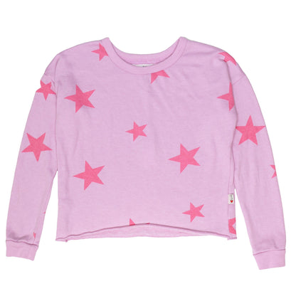 Signature Raw-Edged Pullover (Pink Stars Pattern)