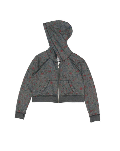 Cropped Hooded Jacket (Floral Pattern)