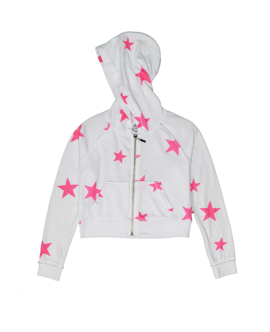 Pink Stars Cropped Hooded Jacket