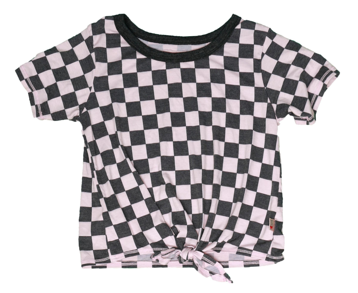 Tie-Front Tee (Checker Pattern)