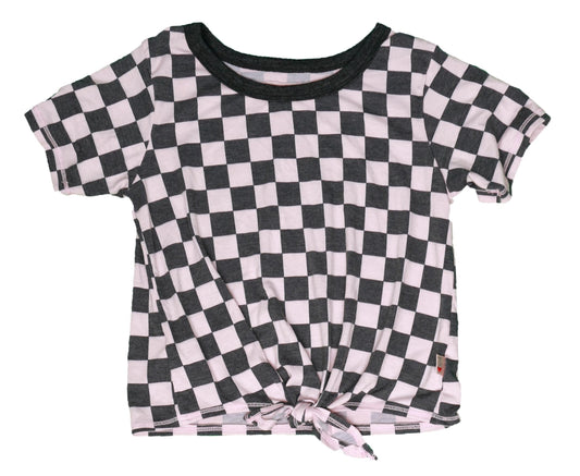 Tie-Front Tee (Checker Pattern)