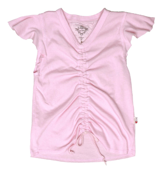 Ruffle Short-Sleeve Gather-Front Top