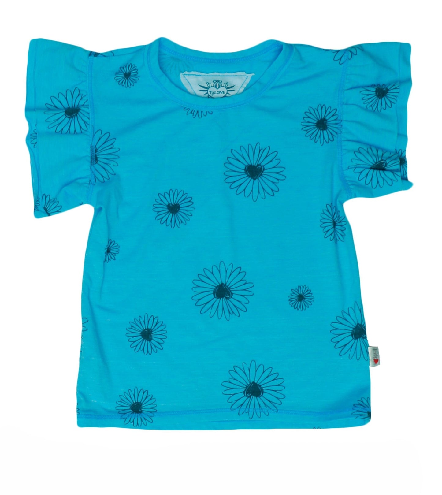 Double Ruffle-Sleeve Tee (Daisy Pattern)